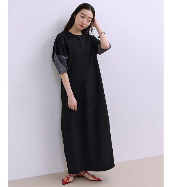 ADAM ET ROPE'「【WEB限定】ハーフZIPコクーンワンピース」|ワンピース|