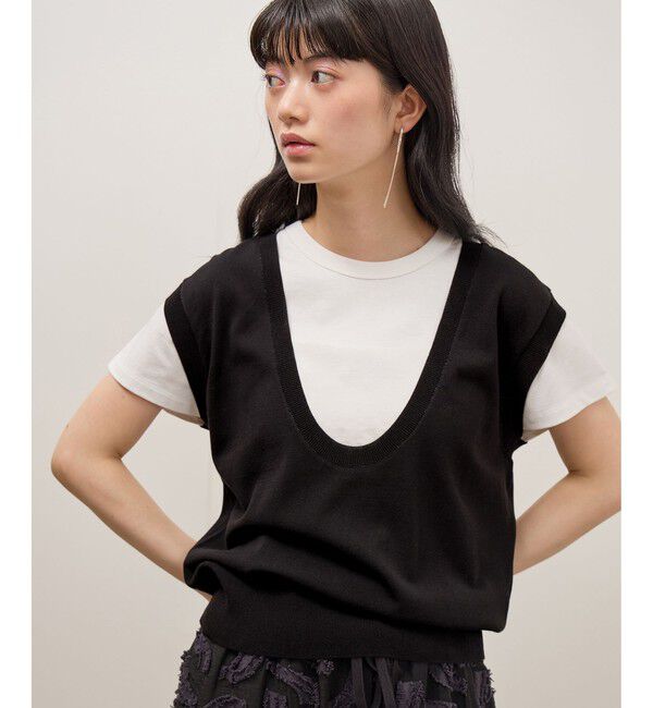 ADAM ET ROPE'「レイヤードプルオーバー」|Tシャツ・カットソー|ブラック系(02)