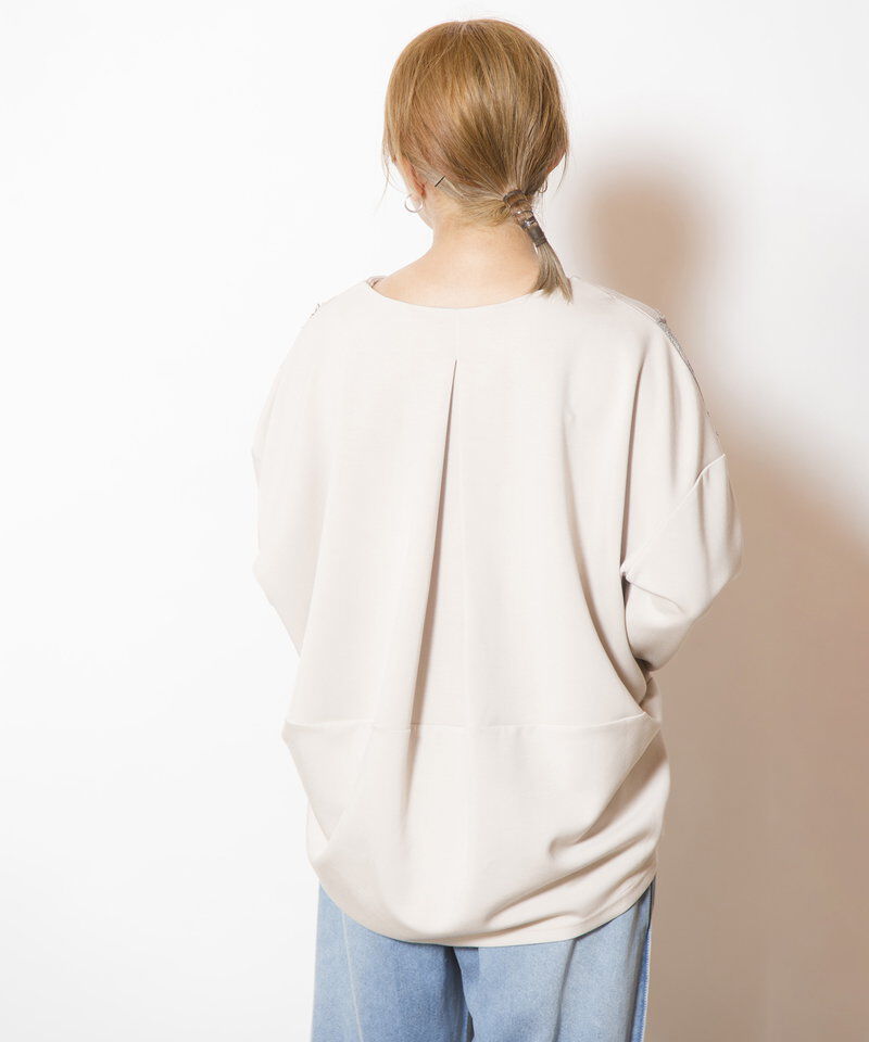  「レースモチーフVネックプルオーバー」|Tシャツ・カットソー|
