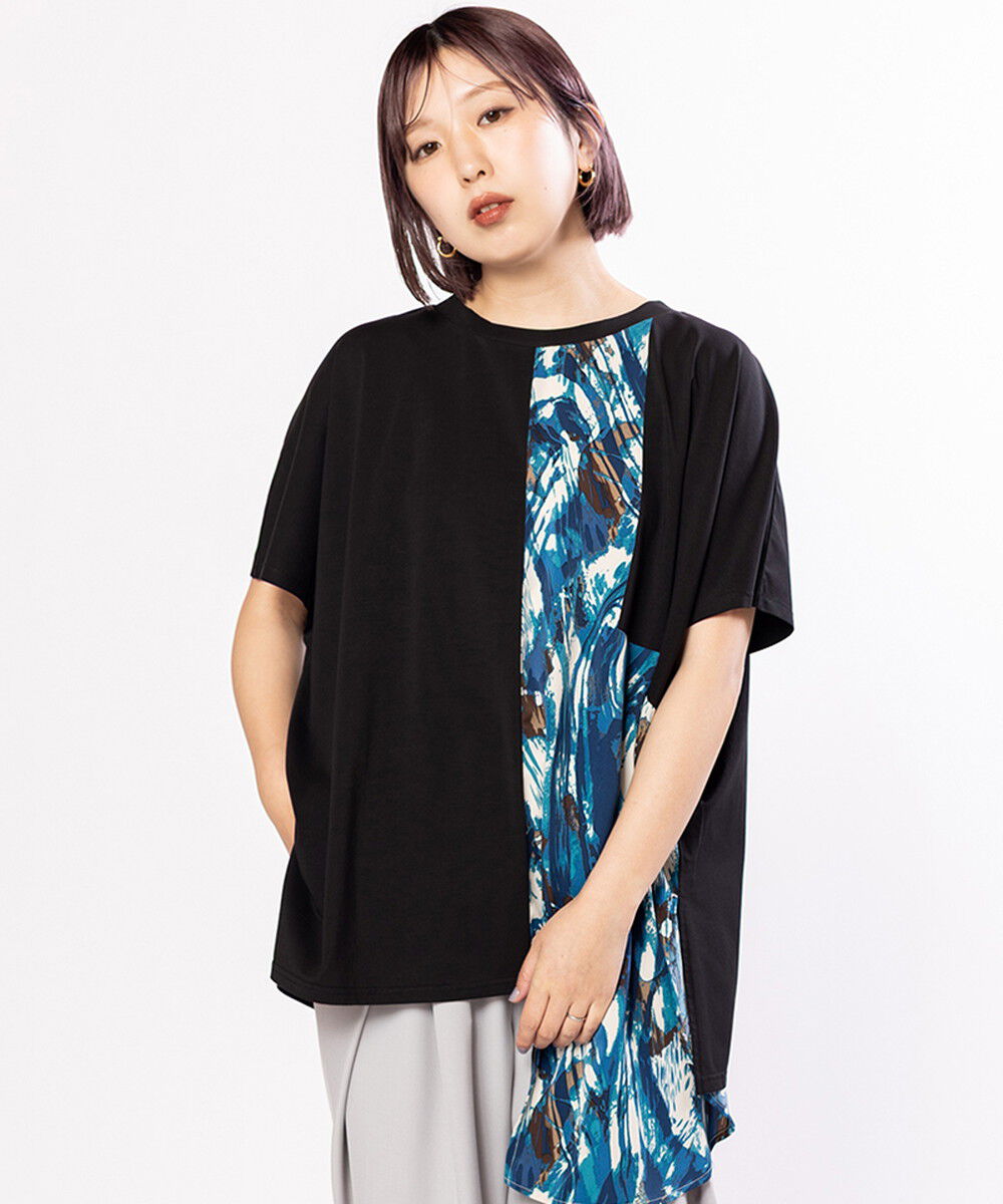  「プリント切替Tシャツ」|Tシャツ・カットソー|BLACK