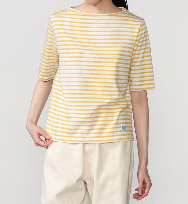  「ORCIVAL | コットン ボートネックハーフスリーブTシャツ WOMEN」|Tシャツ・カットソー|YELLOW系1