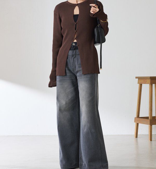  「【Q.anos／キュアノス】ダブルウエストデニム」|デニム|