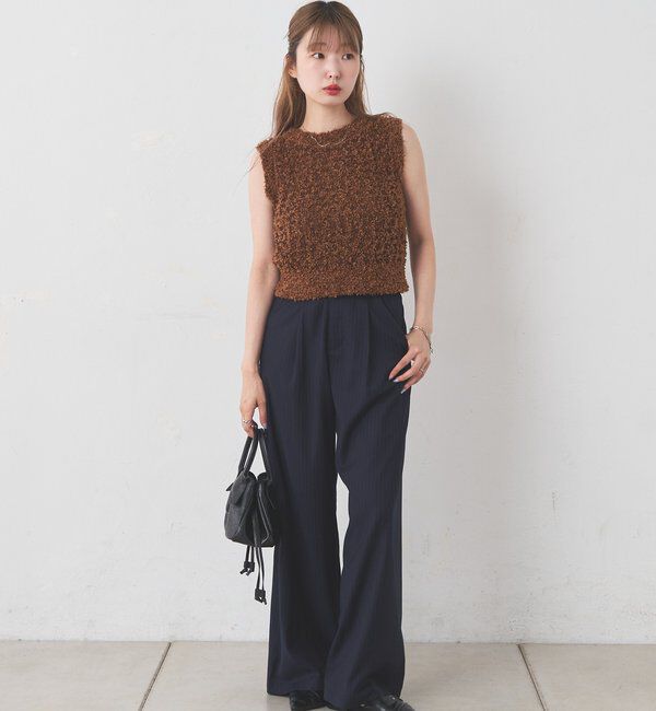  「【前後2WAY/4色展開】リボンヤーンタンク」|キャミソール|