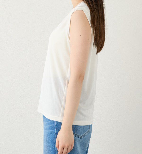  「【上品な光沢が目を引く】シャイニーノースリTee」|キャミソール|