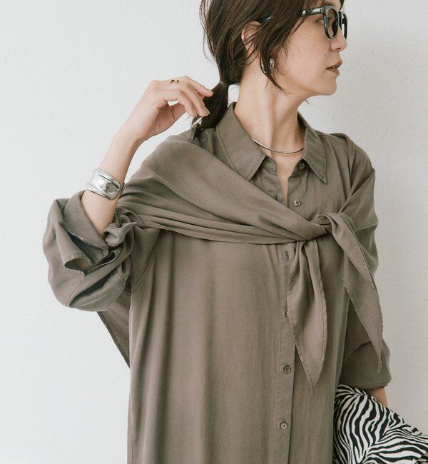  「ストール付ロングシャツOP」|ワンピース|