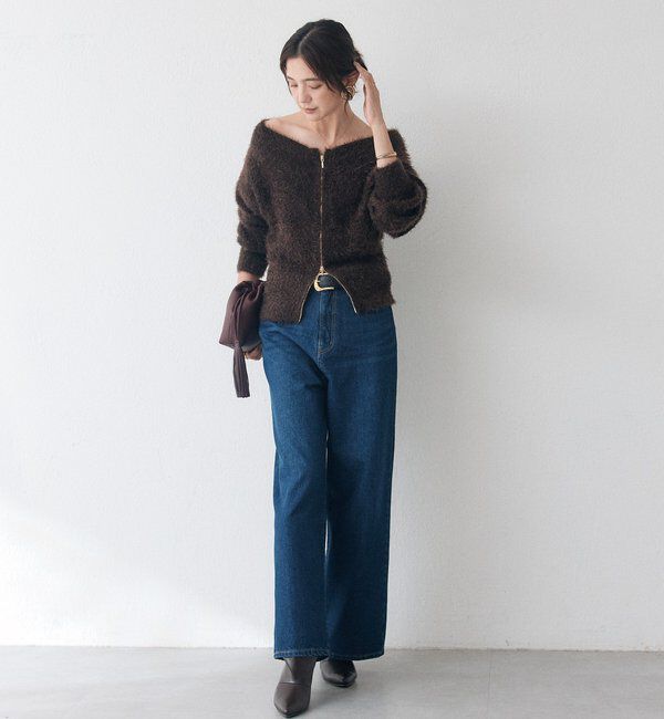  「ペーパーフェザーZIPニット」|カーディガン|