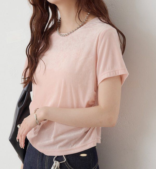 「【BLK/WEB限定カラー】ベロアTシャツ」|Tシャツ・カットソー|ピンク