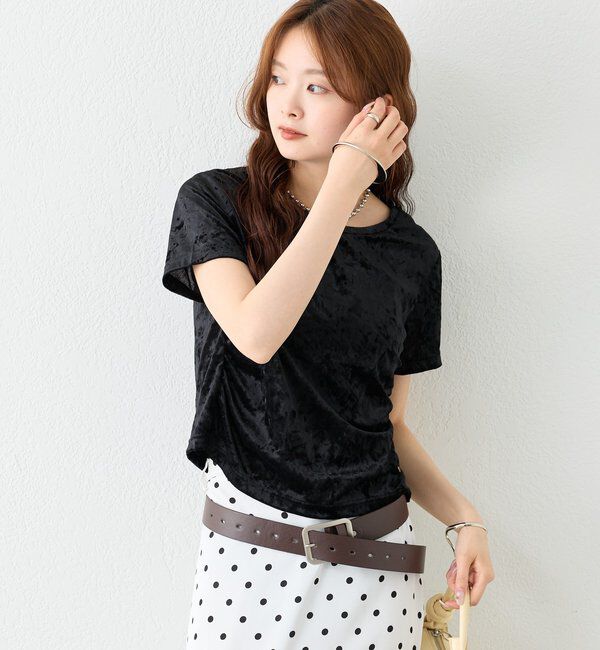  「【BLK/WEB限定カラー】ベロアTシャツ」|Tシャツ・カットソー|