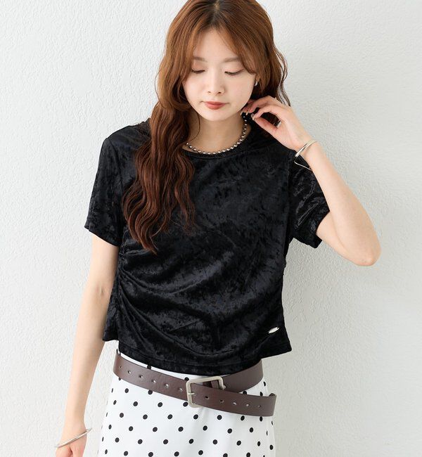  「【BLK/WEB限定カラー】ベロアTシャツ」|Tシャツ・カットソー|