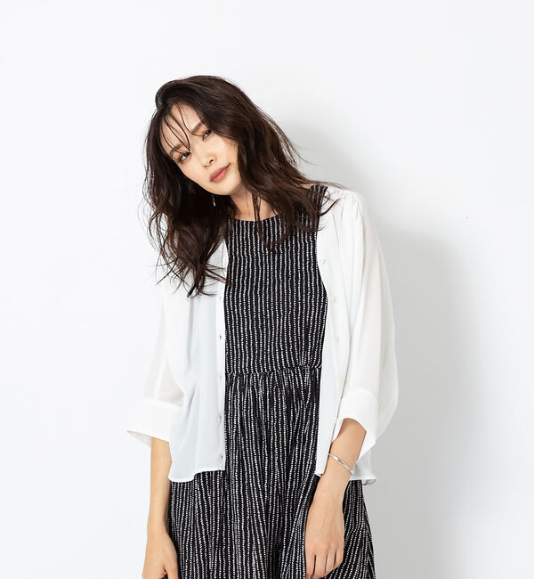 qualite「【STORY&times;qualite】ジョーゼットカーデブラウス」|シャツ・ブラウス|オフホワイト
