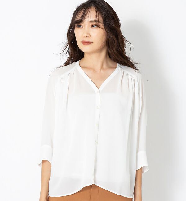 qualite「【STORY&times;qualite】ジョーゼットカーデブラウス」|シャツ・ブラウス|
