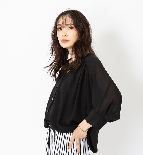 qualite「【STORY&times;qualite】ジョーゼットカーデブラウス」|シャツ・ブラウス|