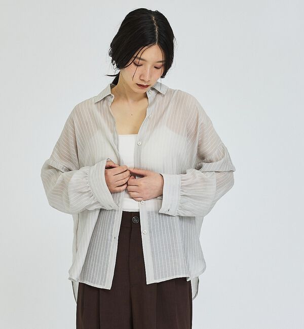 abahouse mavie「ストライプ シアーシャツ」|シャツ・ブラウス|