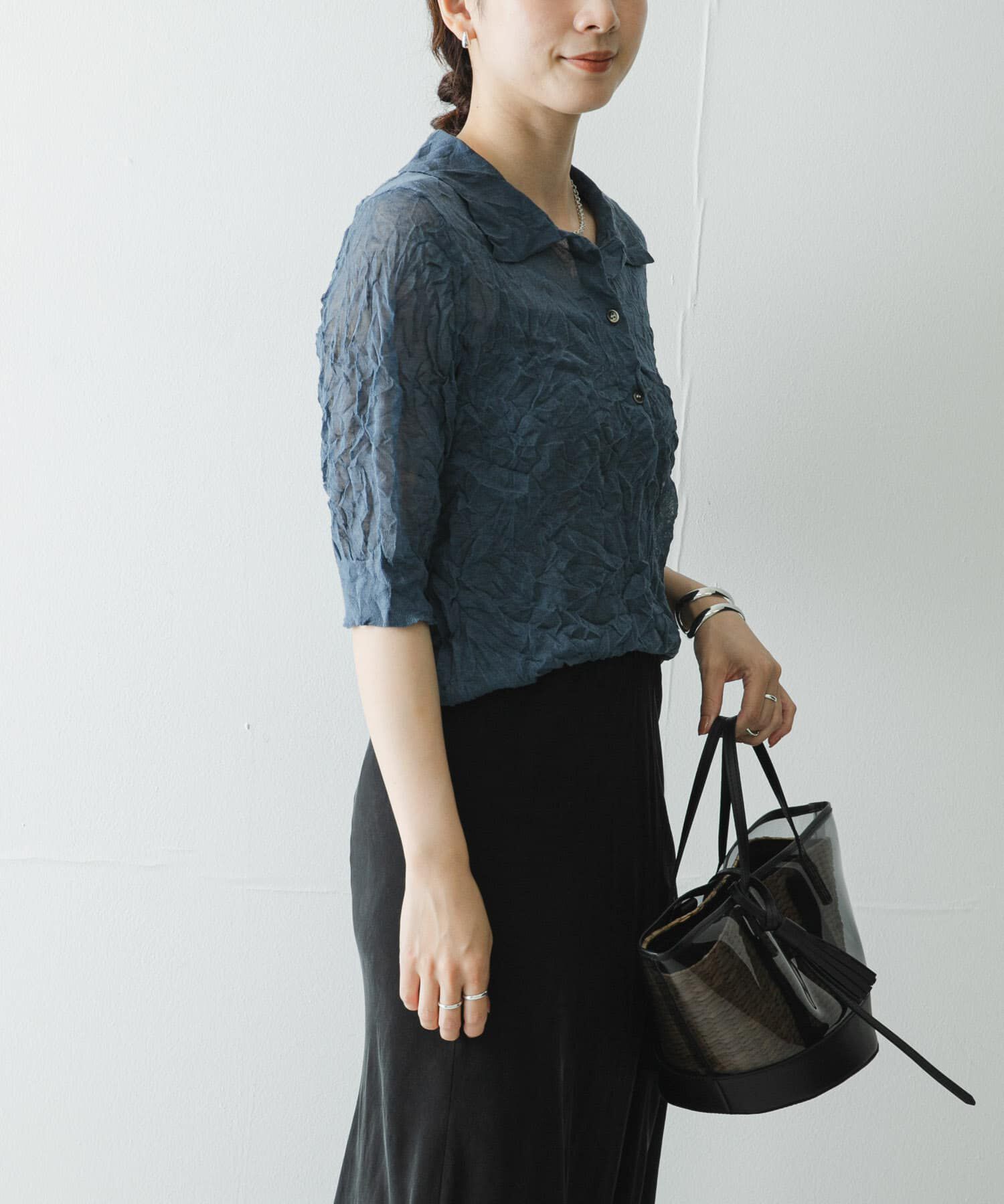URBAN RESEARCH「new basic　リネン混ワッシャーシャツカラーニット」|ニット・セーター|