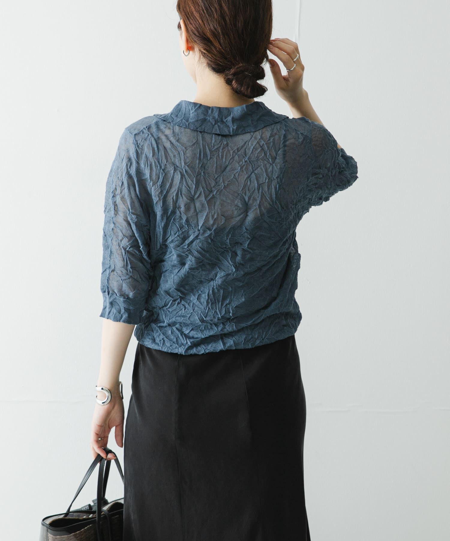URBAN RESEARCH「new basic　リネン混ワッシャーシャツカラーニット」|ニット・セーター|