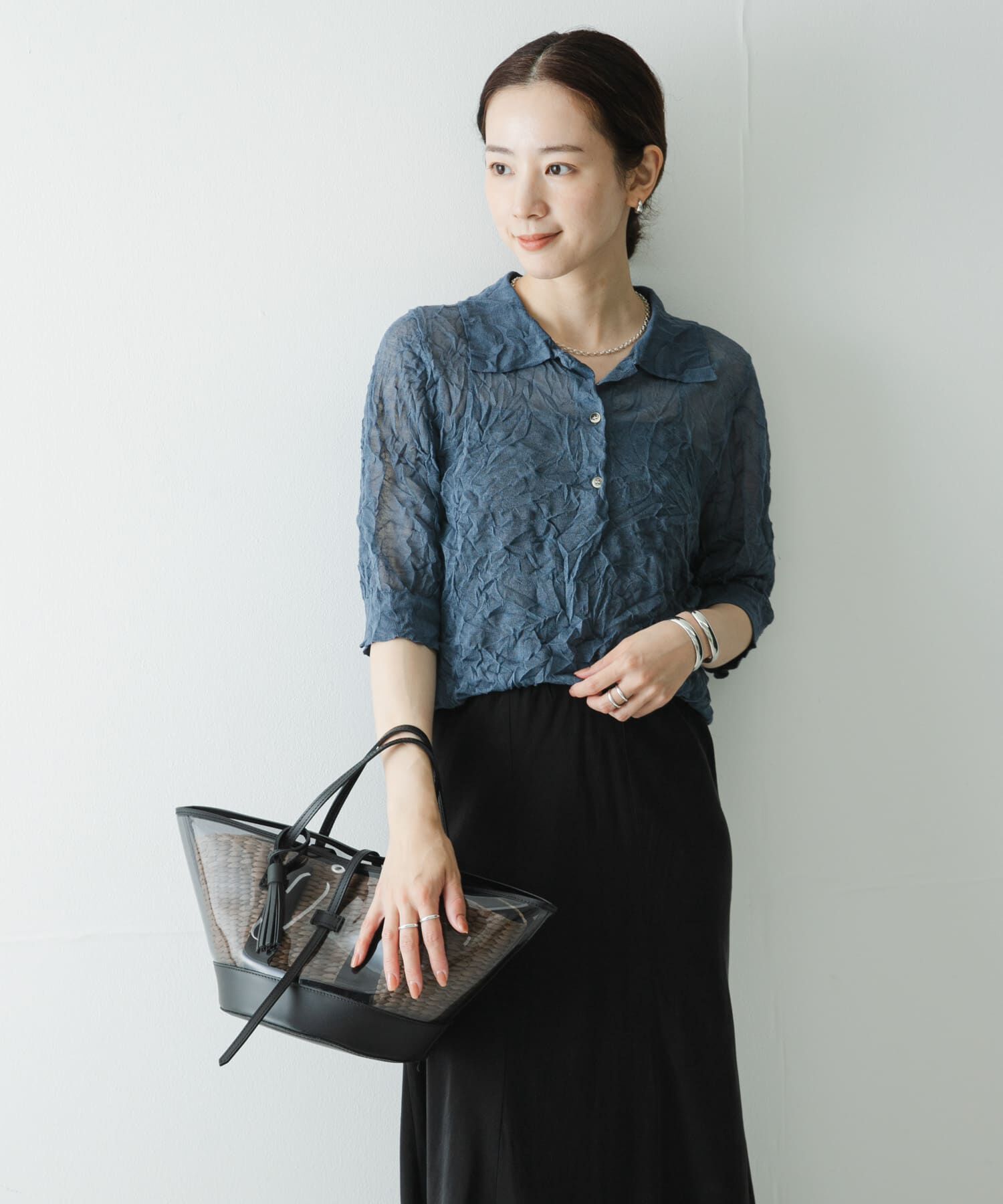 URBAN RESEARCH「new basic　リネン混ワッシャーシャツカラーニット」|ニット・セーター|