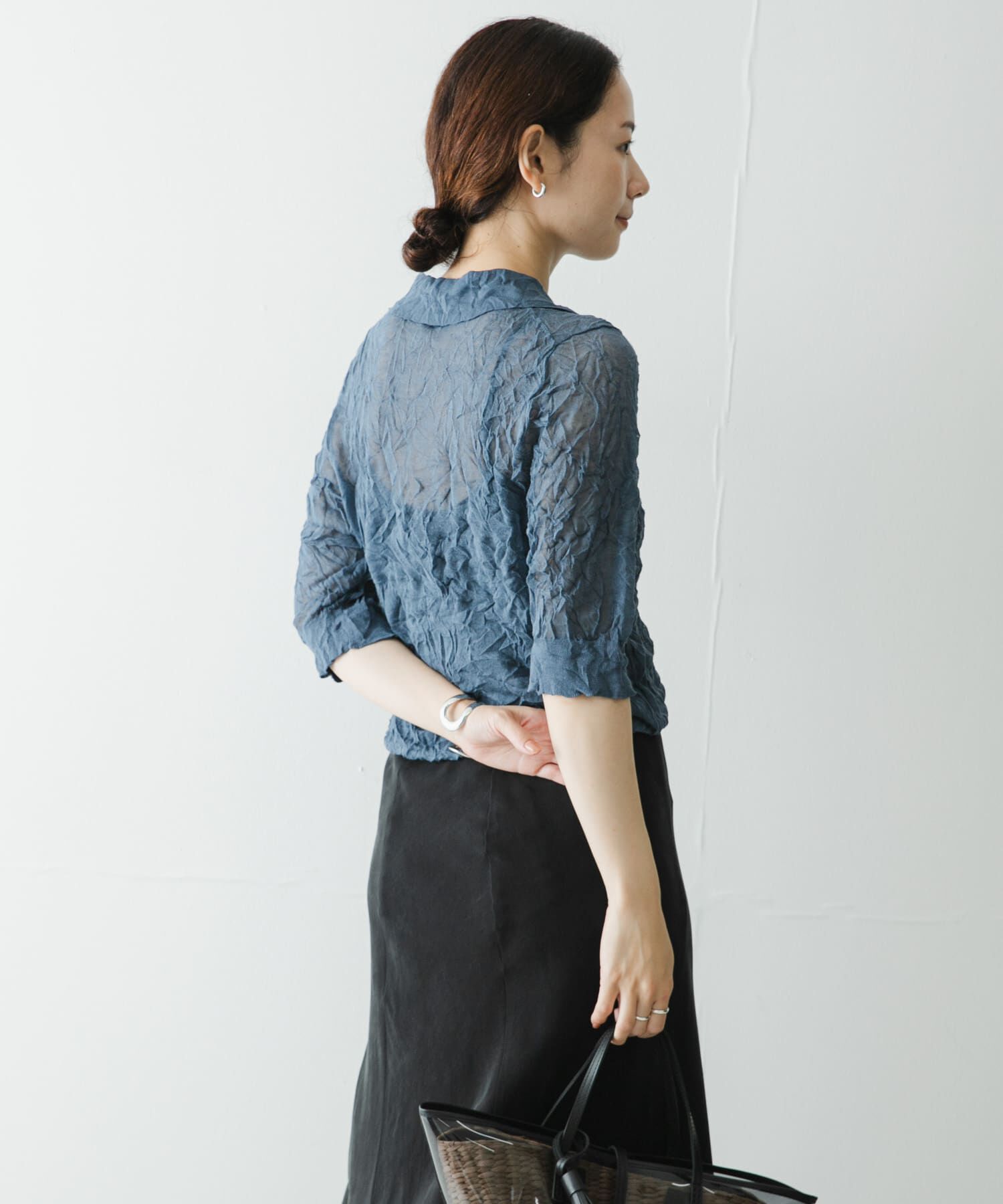 URBAN RESEARCH「new basic　リネン混ワッシャーシャツカラーニット」|ニット・セーター|