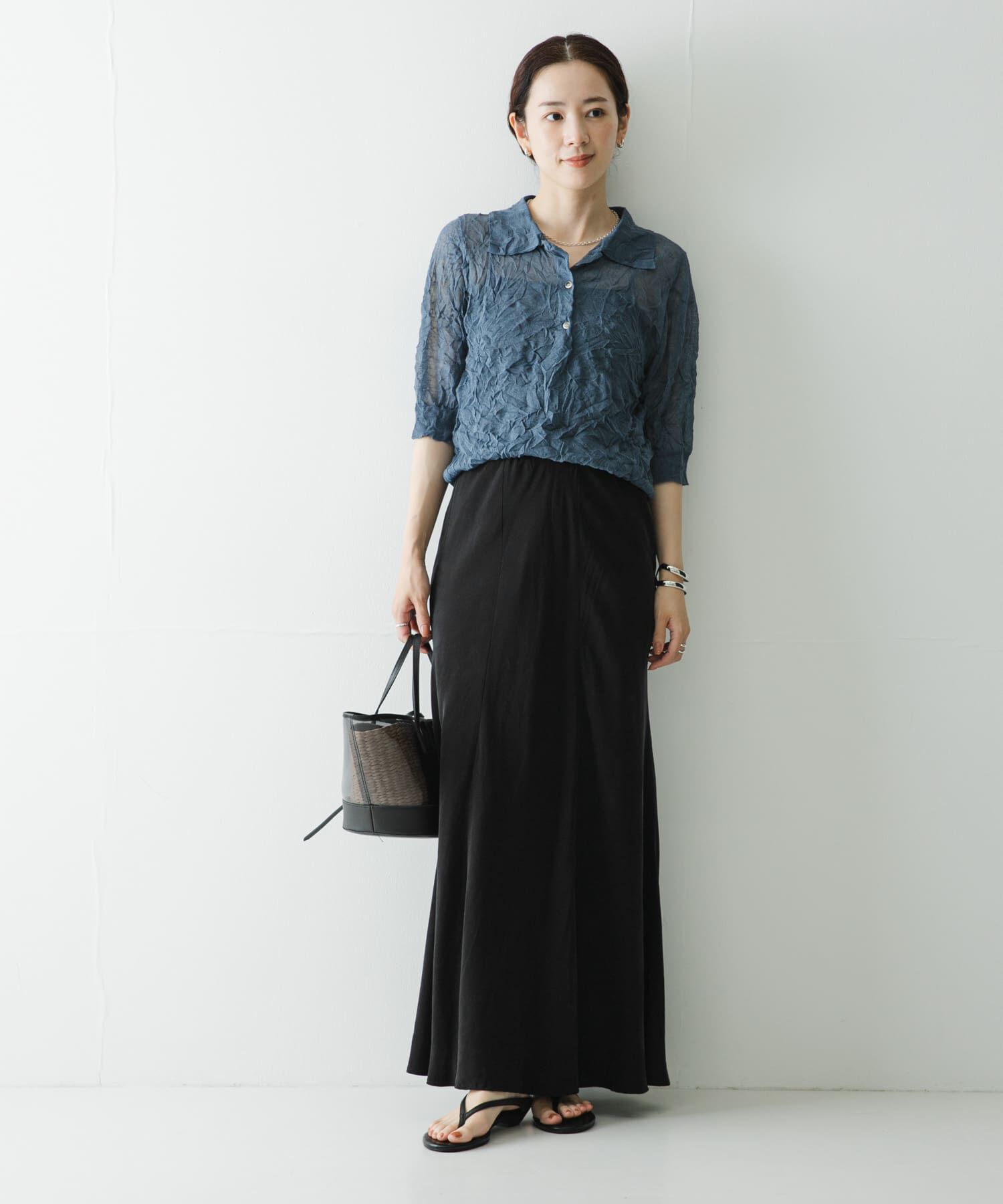 URBAN RESEARCH「new basic　リネン混ワッシャーシャツカラーニット」|ニット・セーター|