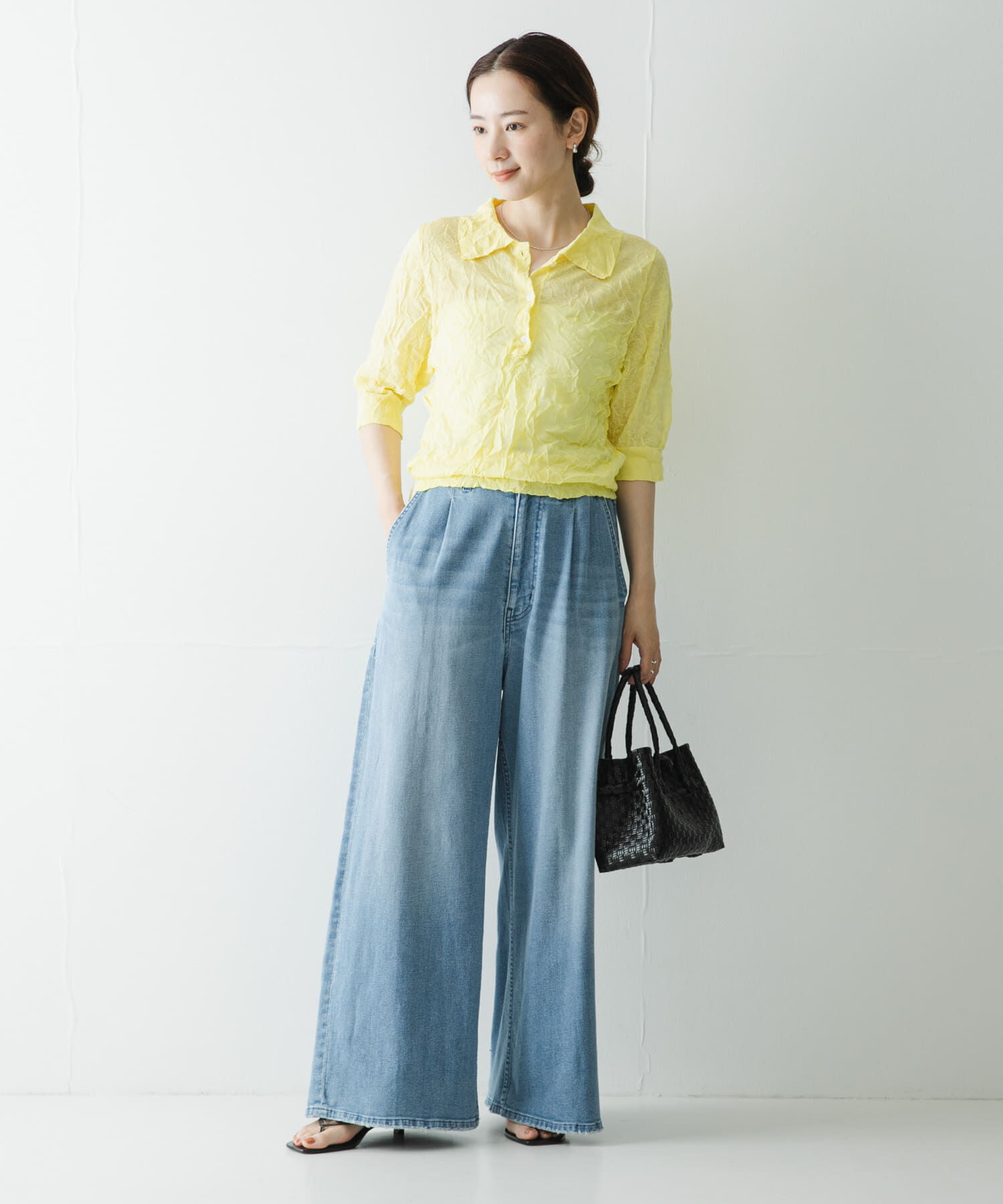 URBAN RESEARCH「new basic　リネン混ワッシャーシャツカラーニット」|ニット・セーター|