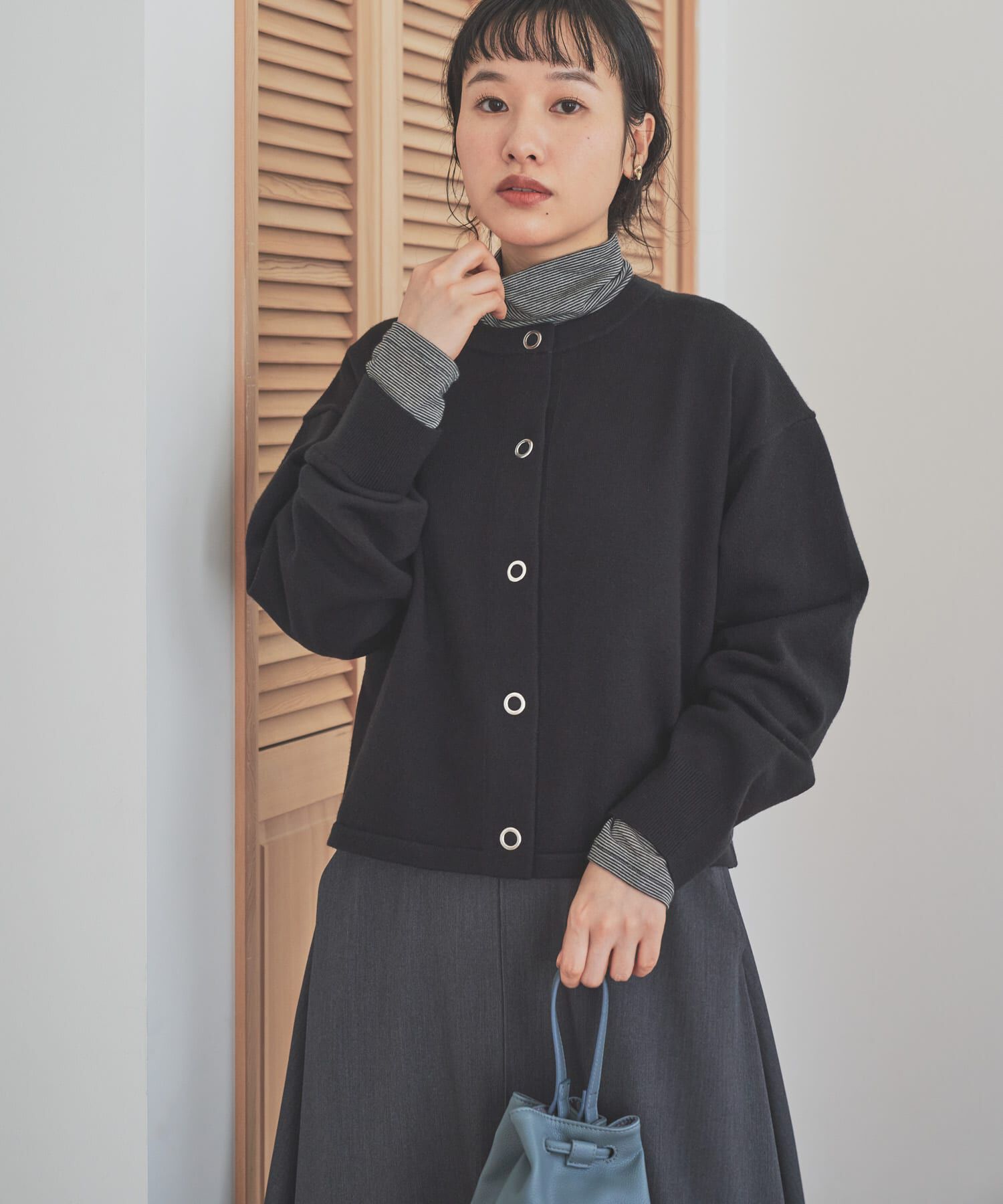 URBAN RESEARCH DOORS「『仁村紗和さん着用』『UR TECH 200日ニット』リングドットカーディガン」|カーディガン|ブラック