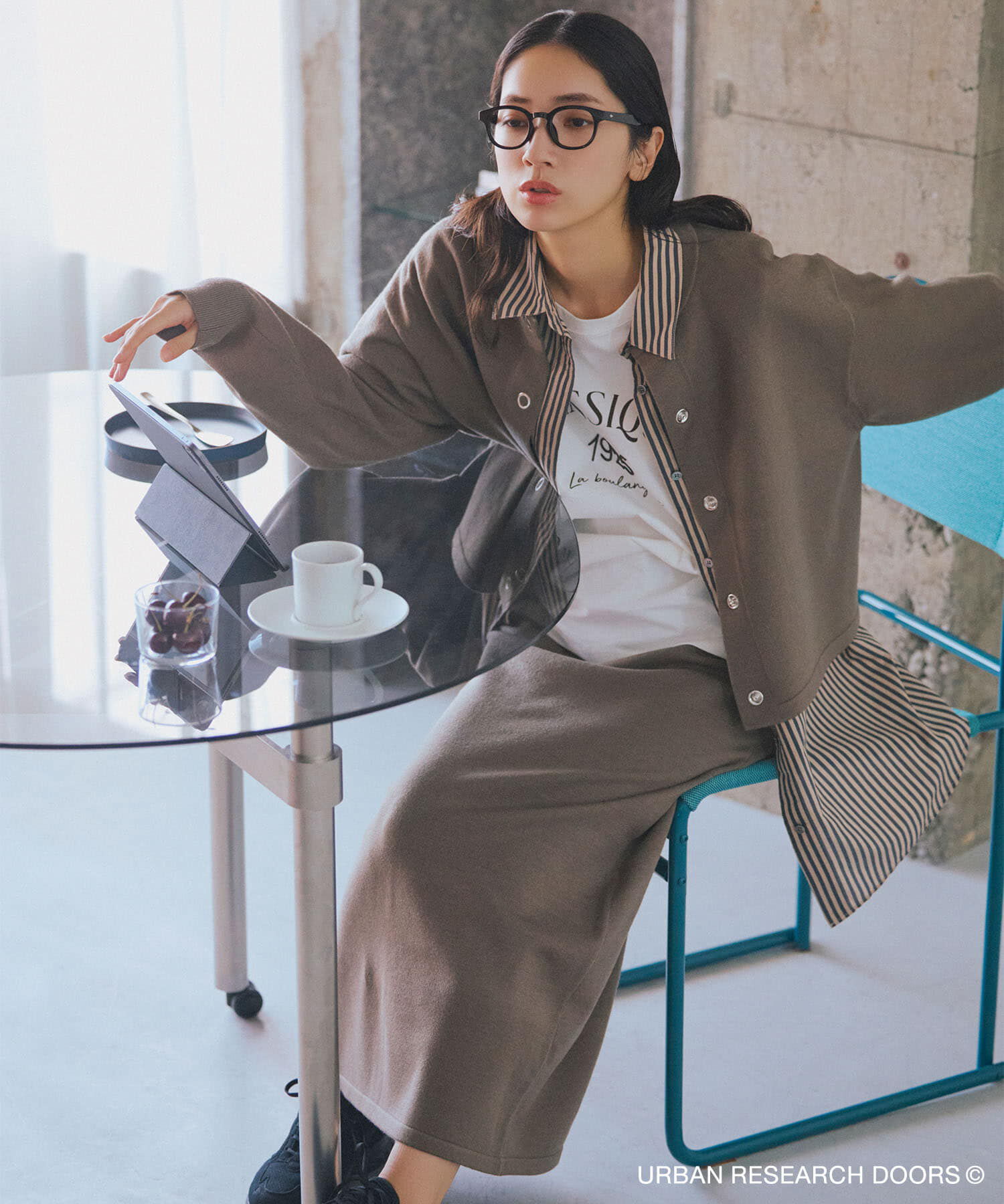 URBAN RESEARCH DOORS「『仁村紗和さん着用』『UR TECH 200日ニット』リングドットカーディガン」|カーディガン|
