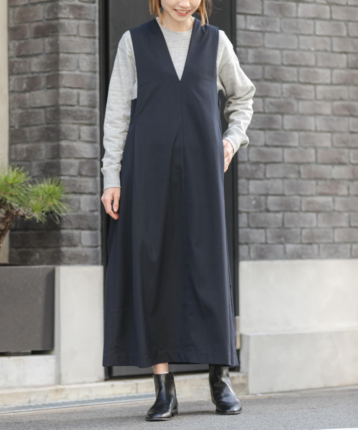 URBAN RESEARCH DOORS「FORK&SPOON　キャリーマンジャンパースカート」|ワンピース|ネイビー