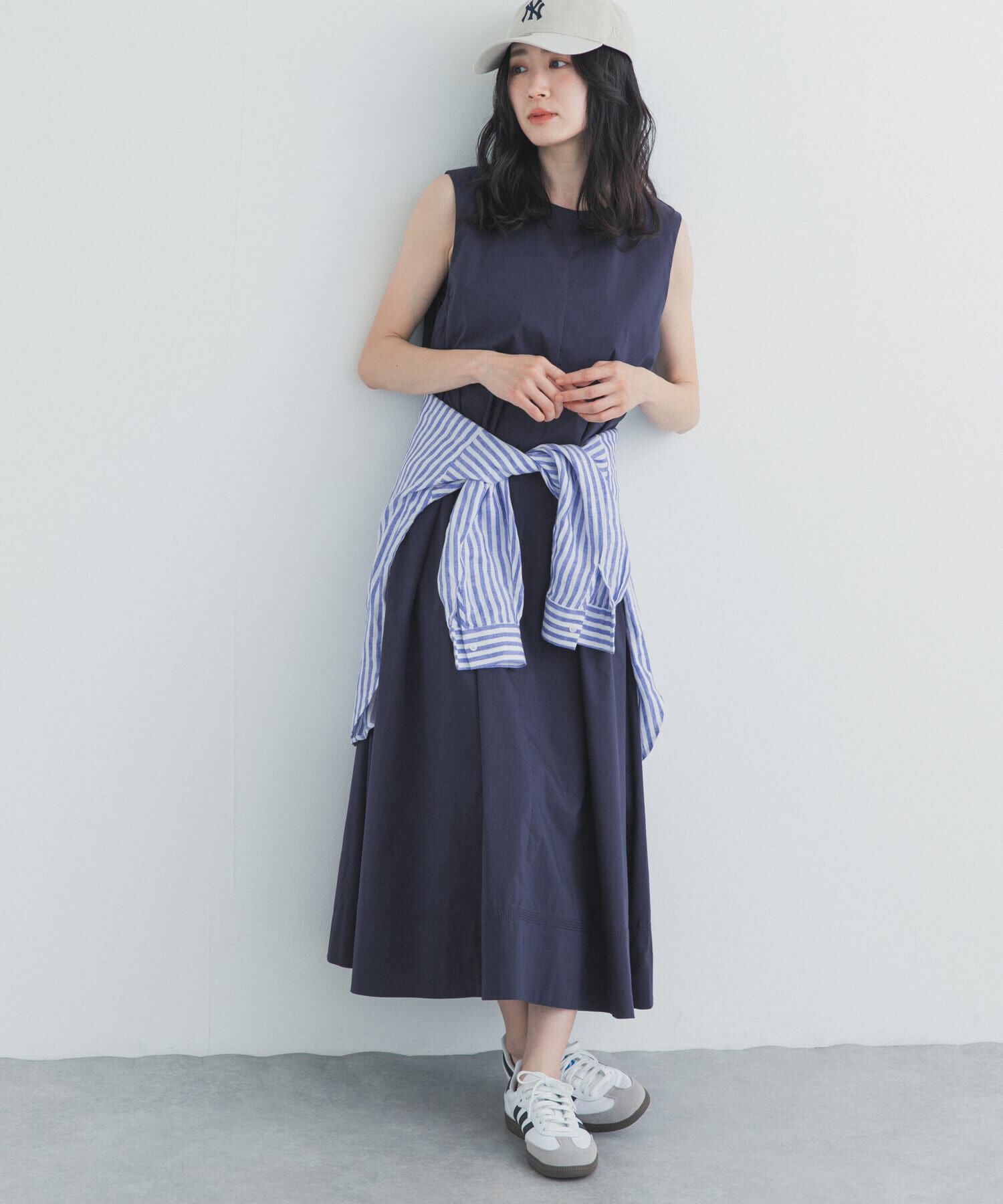 URBAN RESEARCH DOORS「撥水ノースリーブAラインワンピース」|ワンピース|ネイビー
