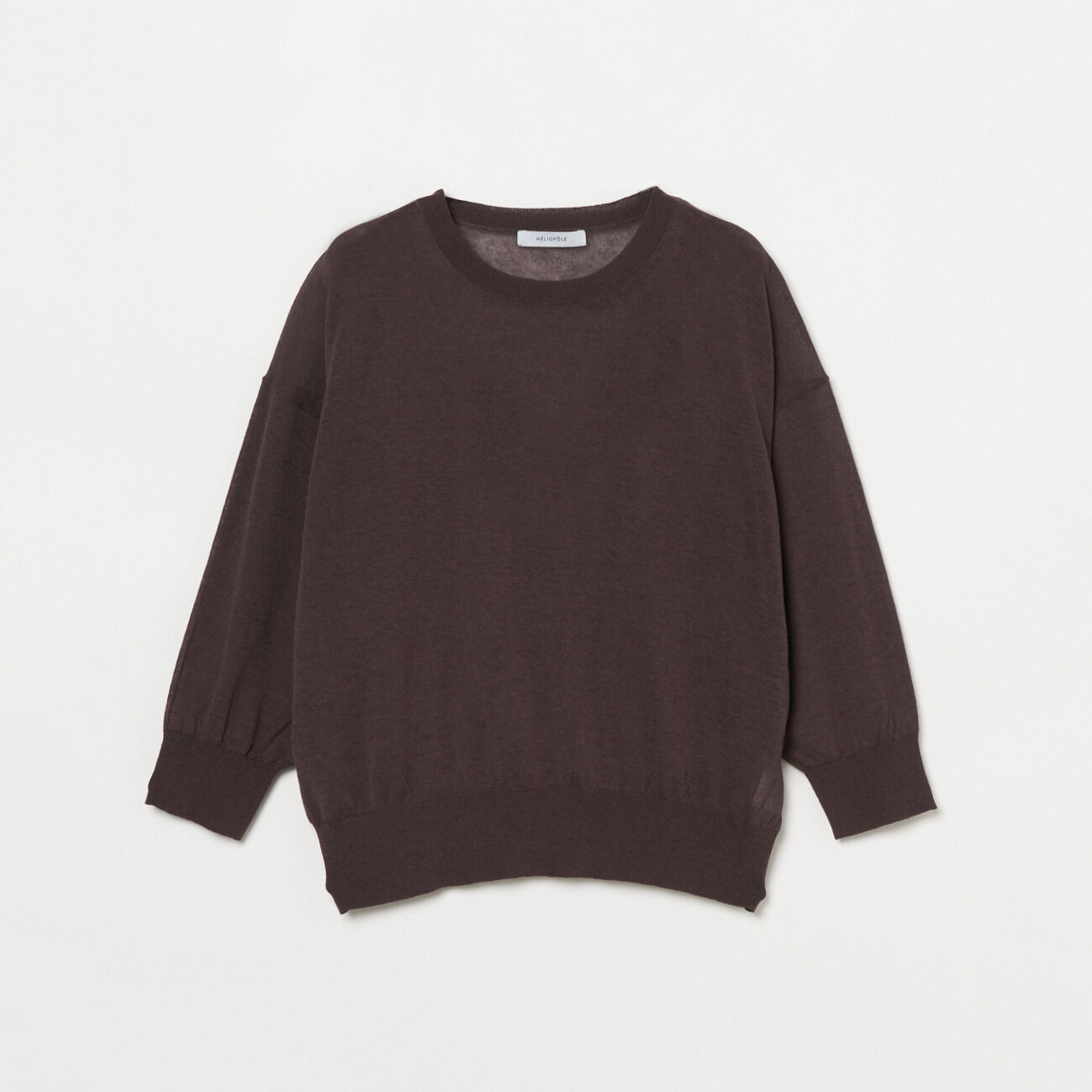 HELIOPOLE「HELIOPOLE SHEER LINEN KNIT CREW NECK」|ニット・セーター|ダークブラウン