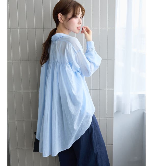  「《WEB限定アイテム》バックギャザーオーバーシャツ」|シャツ・ブラウス|