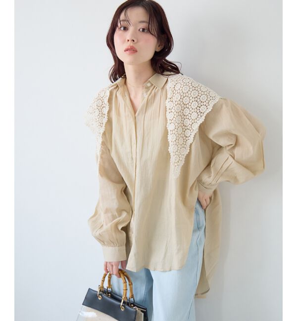  「《WEB限定アイテム》バックギャザーオーバーシャツ」|シャツ・ブラウス|