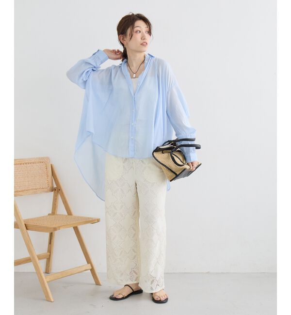 「《WEB限定アイテム》バックギャザーオーバーシャツ」|シャツ・ブラウス|
