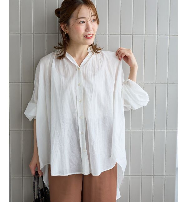  「《WEB限定アイテム》バックギャザーオーバーシャツ」|シャツ・ブラウス|