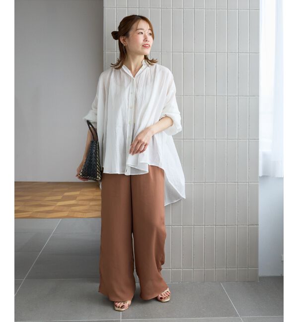  「《WEB限定アイテム》バックギャザーオーバーシャツ」|シャツ・ブラウス|