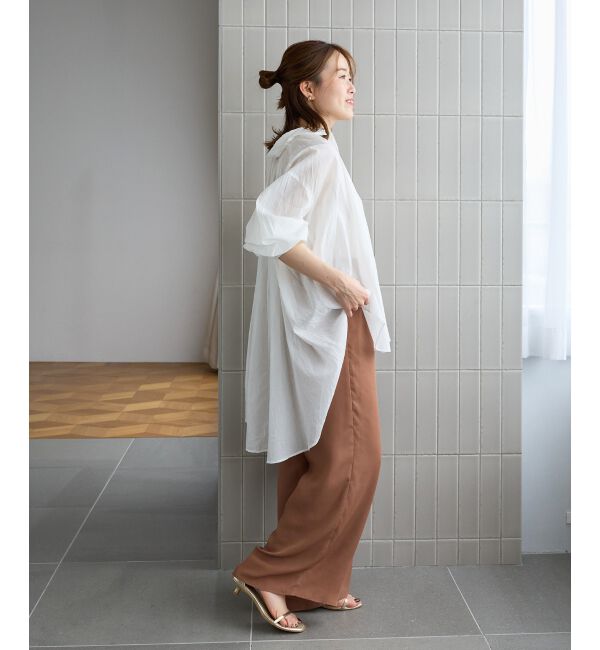  「《WEB限定アイテム》バックギャザーオーバーシャツ」|シャツ・ブラウス|
