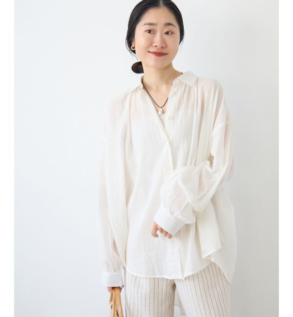  「《WEB限定アイテム》バックギャザーオーバーシャツ」|シャツ・ブラウス|