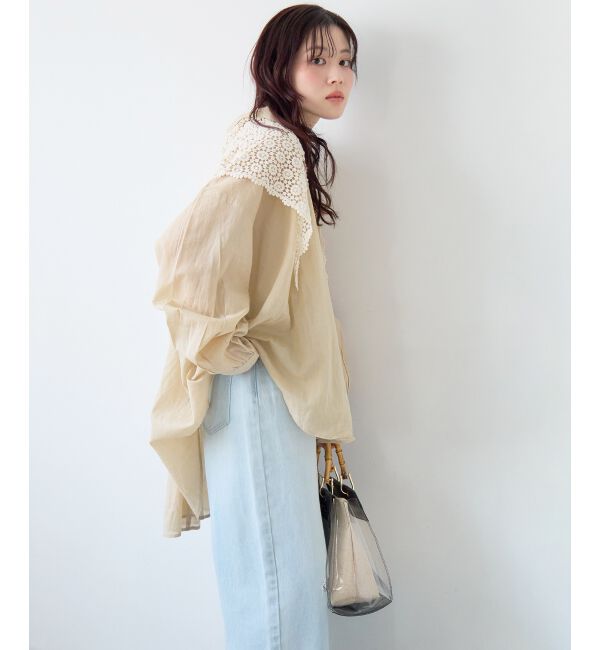  「《WEB限定アイテム》バックギャザーオーバーシャツ」|シャツ・ブラウス|