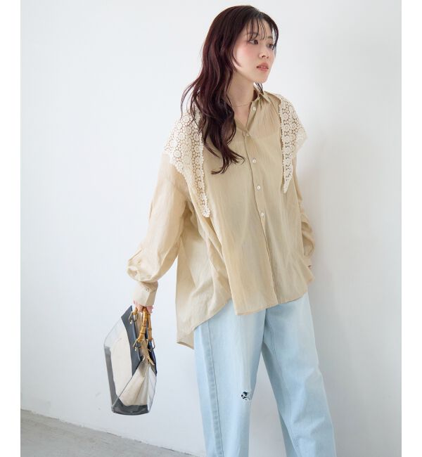  「《WEB限定アイテム》バックギャザーオーバーシャツ」|シャツ・ブラウス|