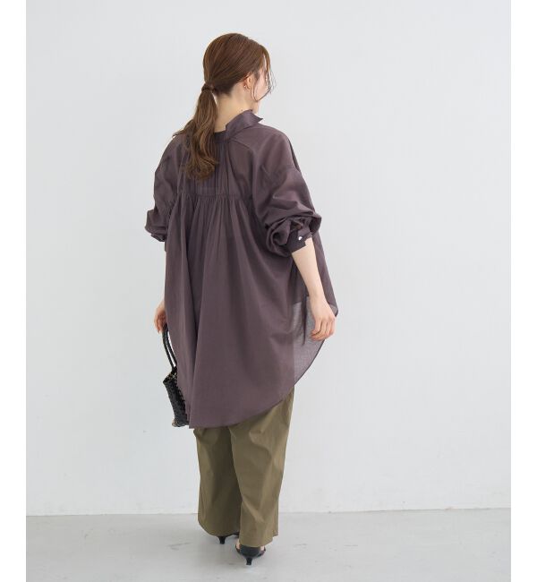 「《WEB限定アイテム》バックギャザーオーバーシャツ」|シャツ・ブラウス|