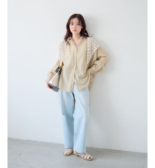  「《WEB限定アイテム》バックギャザーオーバーシャツ」|シャツ・ブラウス|
