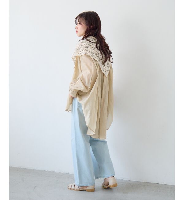  「《WEB限定アイテム》バックギャザーオーバーシャツ」|シャツ・ブラウス|