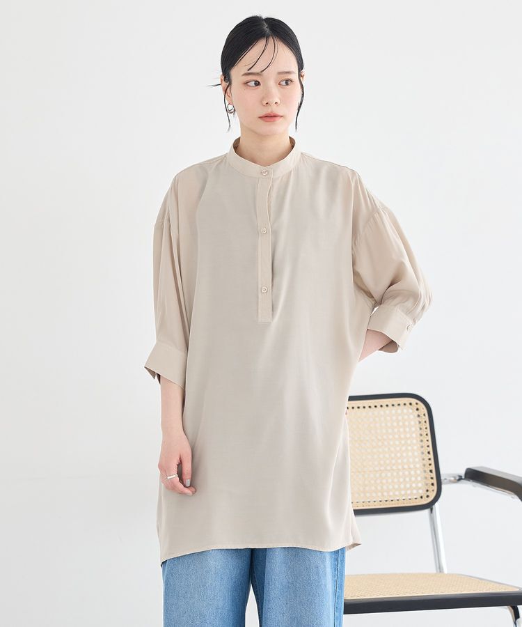 earth music&ecology「スタンドカラーオーバーチュニックシャツ」|チュニック|