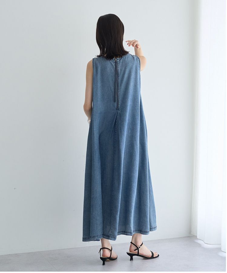 YECCA VECCA「バイオ加工ヴィンテージデニムタックワンピース」|ワンピース|