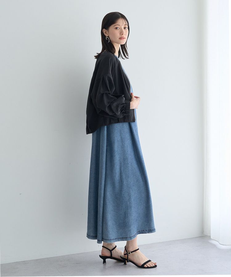 YECCA VECCA「バイオ加工ヴィンテージデニムタックワンピース」|ワンピース|
