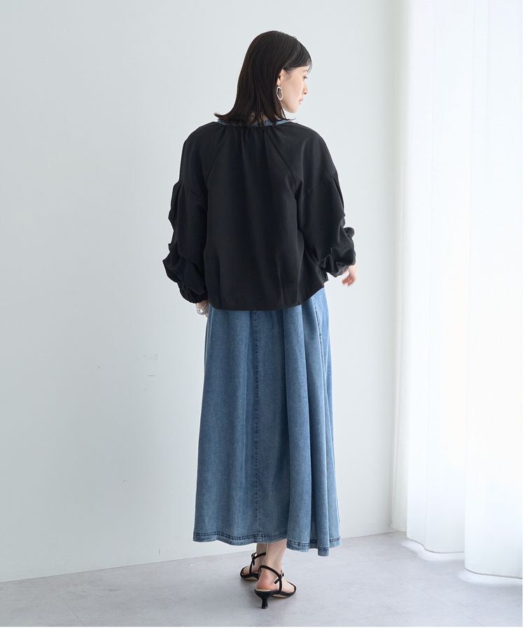 YECCA VECCA「バイオ加工ヴィンテージデニムタックワンピース」|ワンピース|