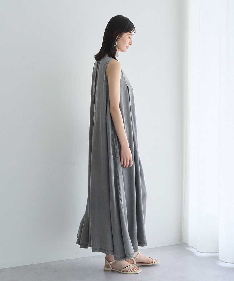 YECCA VECCA「バイオ加工ヴィンテージデニムタックワンピース」|ワンピース|