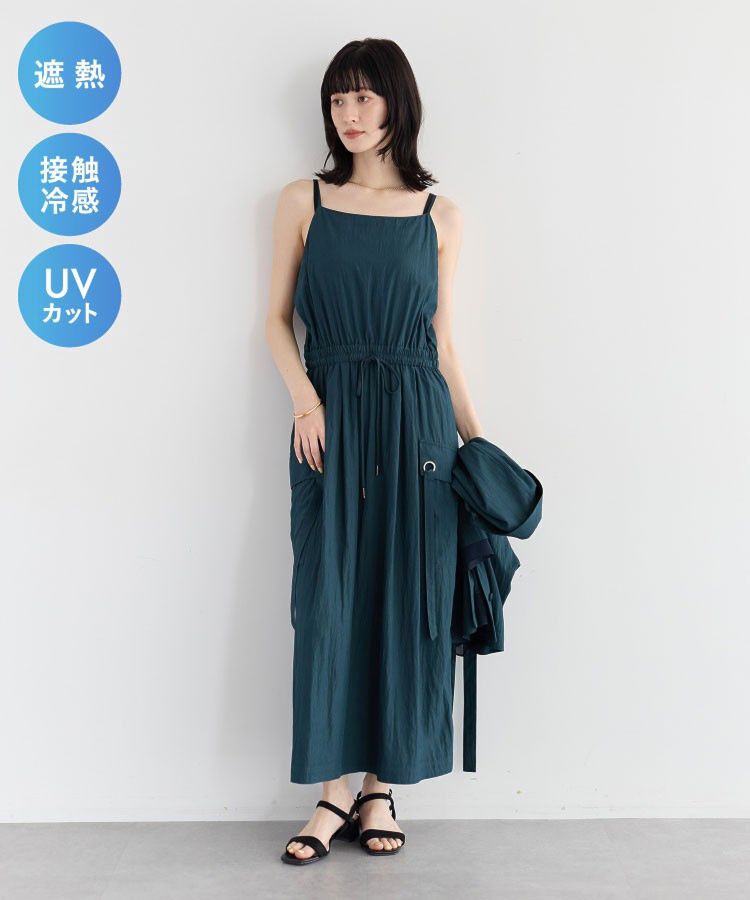 Editt by YECCA VECCA「【UVカット/接触冷感/遮熱】COOLカーゴキャミワンピース」|ワンピース|Blue Green