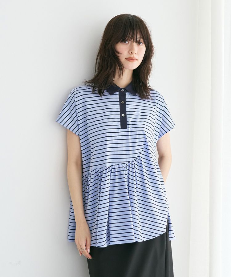YECCA VECCA「アシメボーダーポロシャツ」|Tシャツ・カットソー|