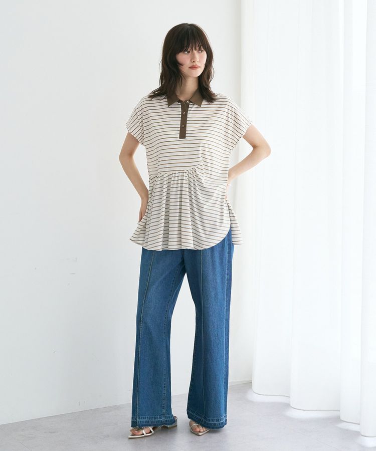 YECCA VECCA「アシメボーダーポロシャツ」|Tシャツ・カットソー|