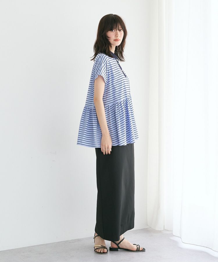 YECCA VECCA「アシメボーダーポロシャツ」|Tシャツ・カットソー|