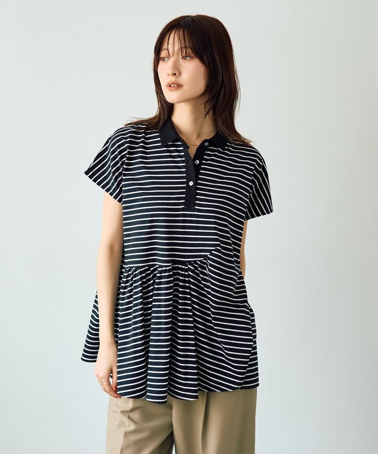 YECCA VECCA「アシメボーダーポロシャツ」|Tシャツ・カットソー|